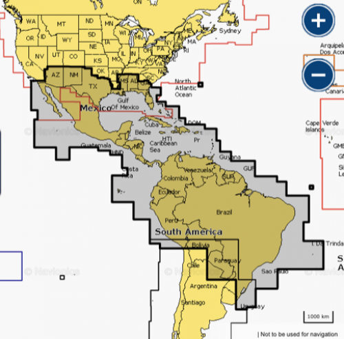 Карта Navionics Мексика, Карибский бассейн, Бразилия